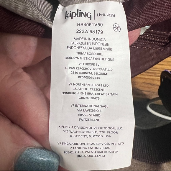 Kipling Live.Light Crossbody Bag Dark Plum - NWOT - Picture 12 of 13